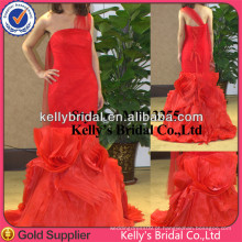 China real picture vinho vermelho one illusion strap sereia padrão ruffle saia vestidos de festa vestidos de noiva